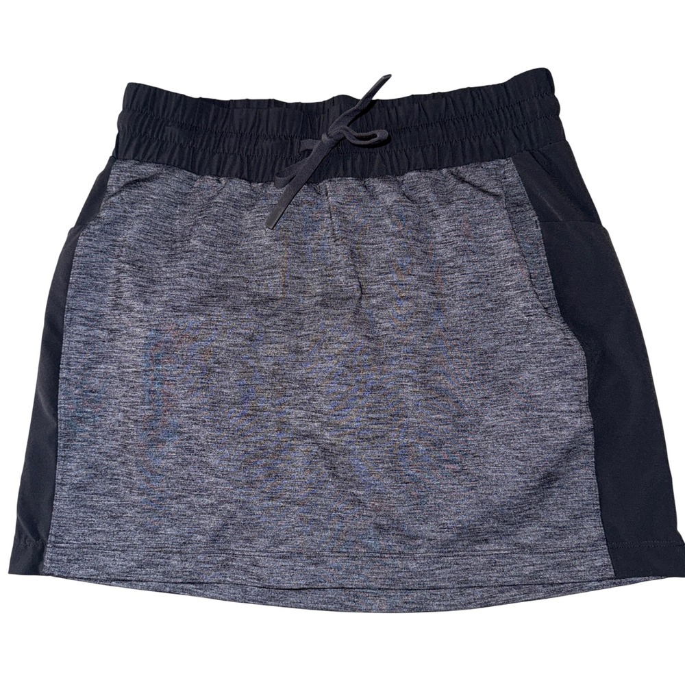 Athleta Athletic Skort‎ XS Gray Black Drawstring Built-in Shorts Pockets Active